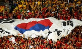 South Korea and Australia fans at the Asian Cup final in Sydney.